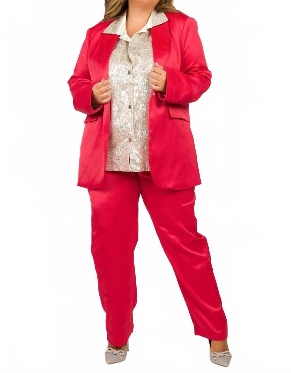 NEW GEEGEE two piece set jacket and pants - plus in fushcia